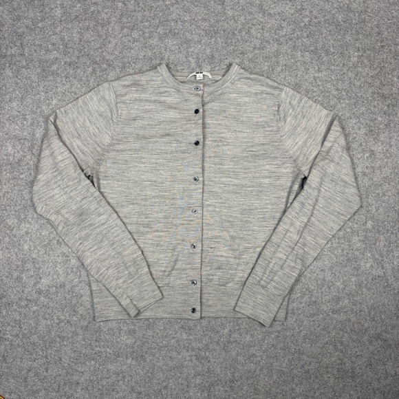 Uniqlo Sweaters - Uniqlo Womens Extra Fine Merino Wool Crewneck Cardigan Heather Grey Size M